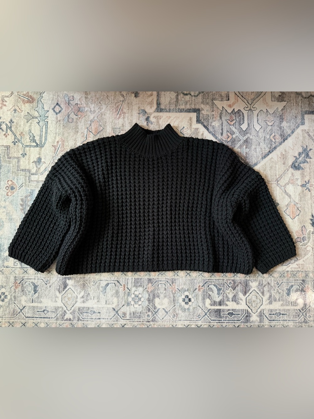 Cropped Black Knit Sweater - Womens
